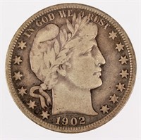 Coin 1902-P  Barber Half Dollar Key VG