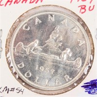 Coin 1957 Canadian Silver Dollar Unc.