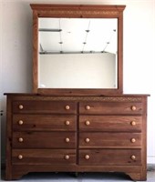 Knotty Pine 8-Drawer Dresser & Mirror