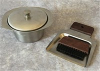 Mid-Century Butler Brush, Tray, Lidded Bowl