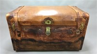 Antique Leather Bound & Studded Steamer Trunk