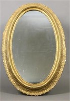 Antique Baroque Gesso Framed Large Oval Mirror