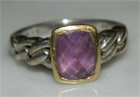 Amethyst Ring Set in Sterling and 14KT Gold.
