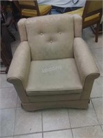 Cream Floral Pattern Swivel & Rocking Arm Chair