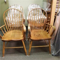 Four Antique Wood Windsor Hoop Back Chairs