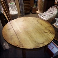 Antique Round Wooden Drop Leaf Kitchen Table