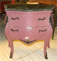 Painted Marble Top Bombe Chest.
