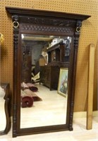 Neo Renaissance Oak Framed Beveled Mirror.