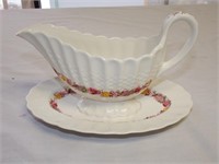 Spode Copeland "Rose Briar" Gravy Boat with plate