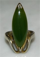 Modernist Jade Cocktail Ring Set in Sterling.