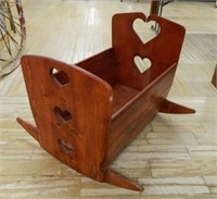 Stained Pine Baby Cradle.