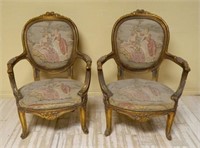 Louis XV Style Gilt Painted Armchairs.
