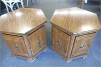 Set of Wooden Hexagon End Tables