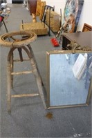 Vintage Wooden Stool / Mirror