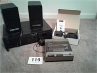 YAMAHA DOUBLE CASSETTE PLAYER WITH SPEAKERS, ETC