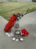 American Golf Club set with cart and accessories