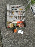 Fishing tackle box with contents