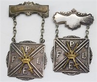 (2) Antique Pythian Sisters Rank Badge Medals