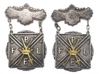 Pair of Antique Pythian Sisters Rank Badge Medals