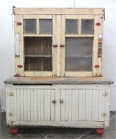 Antique White Crackled Kitchen Pie Safe Cupboard
