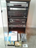 STEREO CABINET WITH DVD PLAYER, RECEIVER, VHS