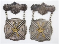 Pair of Antique Pythian Sisters Rank Badge Medals