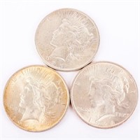 Coin 3 Peace Silver Dollars 1922, 1925 & 1924