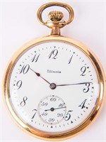 Coin Illinois 15 Jewels Open Face Pocket Watch