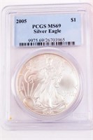 Coin 2005 American Silver Eagle PCGS MS69