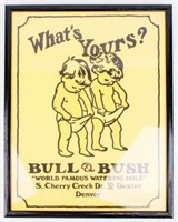 Vintage Bull & Bush Beer Pub Advertising Poster
