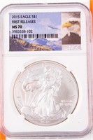 Coin 2015 American Eagle .999 Silver NGC MS70
