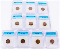 Coin Certified Indian Head Cents (10)  ICG Graded