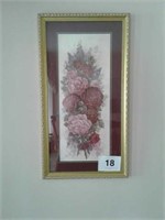 GOLD FRAMED - ROSES PICTURE 16" X 30"