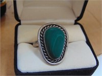 Vintage Sterling Silver Malachite Ring