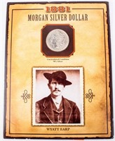 Coin 1881-P Morgan Silver Dollar W/ Wyatt Earp