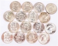 Coin 16 Franklin Half Dollar Date Set AU to BU