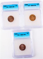 Coin Certified Indian Head Cents (3)  ICG Graded