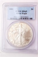 Coin 2001  American Silver Eagle PCGS MS69