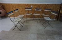 6 Metal Folding & Duraflon Slat Bistro Chairs