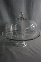 Large 13" Glass Cake Stand with Cover