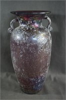 Modern Blown Amythist Splatter Glass 12" Vase