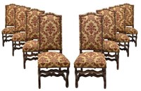 (8) FRENCH LOUIS XIII STYLE DINING CHAIRS