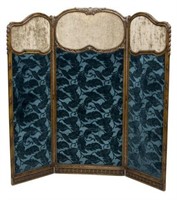FRENCH LOUIS XV STYLE THREE-PANEL FABRIC SCREEN
