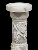 FRENCH ALABASTER COLUMN STAND WITH GRAPEVINE