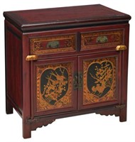 CHINESE RED & GOLD GILT WOOD CABINET