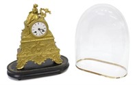 JAPY FRERES LOUIS XV STYLE GILT CLOCK, GLASS DOME