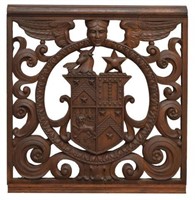 CARVED WOOD COAT OF ARMS ARCHITECTURAL ELEMENT