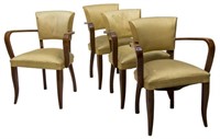 (4) FRENCH MID-CENTURY OPEN ARMCHAIRS, C. 1950