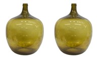 (2) ANTIQUE FRENCH AMBER GLASS CARBOY BOTTLES