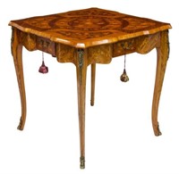FRENCH MAHOGANY MARQUETRY GAME TABLE